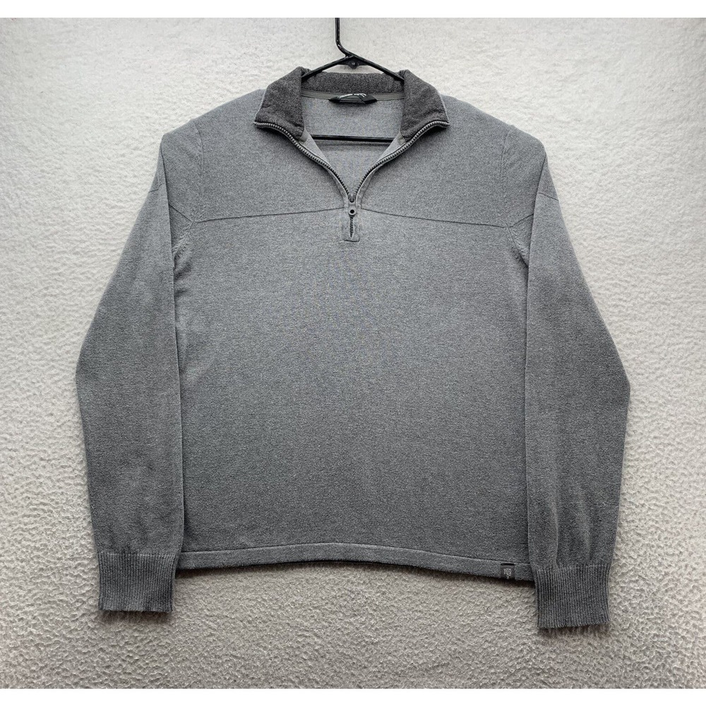 The North Face Knit Jacket Mens Medium Wool Blend Gray 1/4 Zip Hiking Outdoors